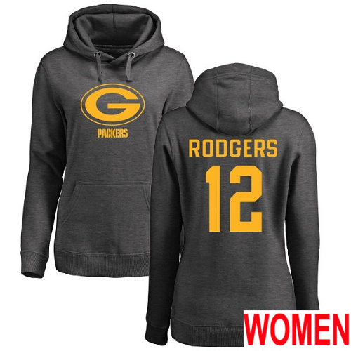 Green Bay Packers Ash Women 12 Rodgers Aaron One Color Nike NFL Pullover Hoodie Sweatshirts